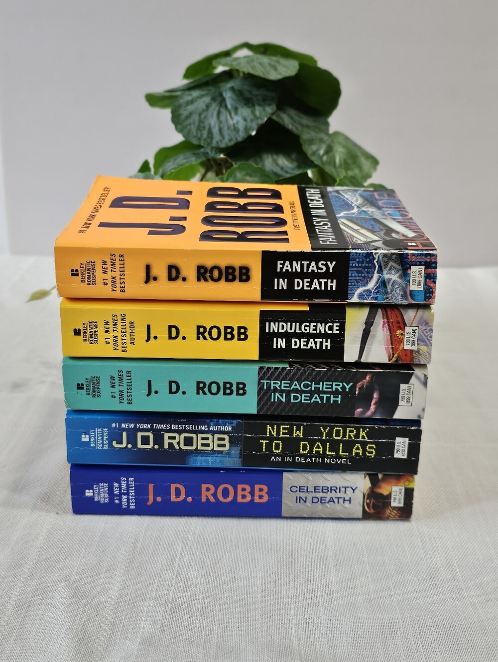 Set Of 5 J.D. Robb Paperback Mystery Book Stack